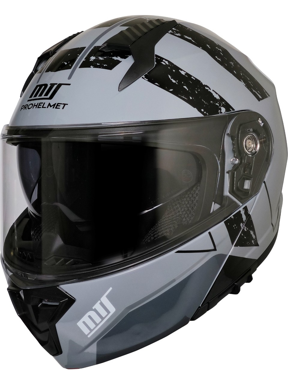 MTS M-966 V2 WX10 NARDO GRİ SİYAH ÇİZGİLİ KASK